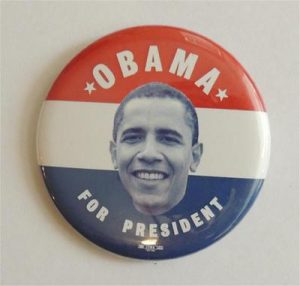 Red, White, And Blue Obama For President Button