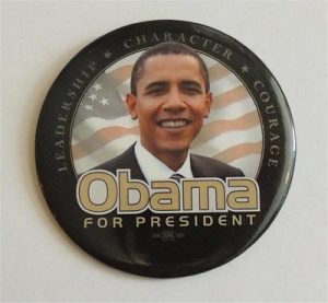 Obama Black And Gold Campaign Button