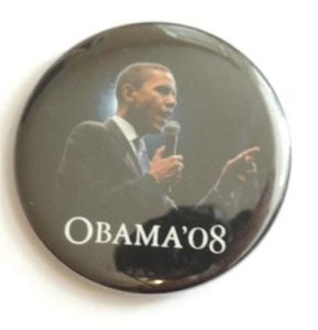 Barack Obama Talking In Mic Campaign Button