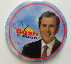 2000 Bush Blue Campaign Button With Star And Yellow In Background