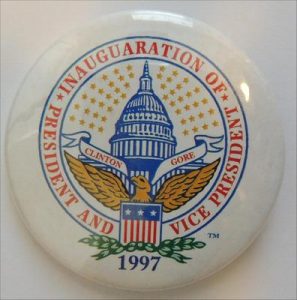 1997 President And Vise President Inauguration Campaign Badge Clinton Gore